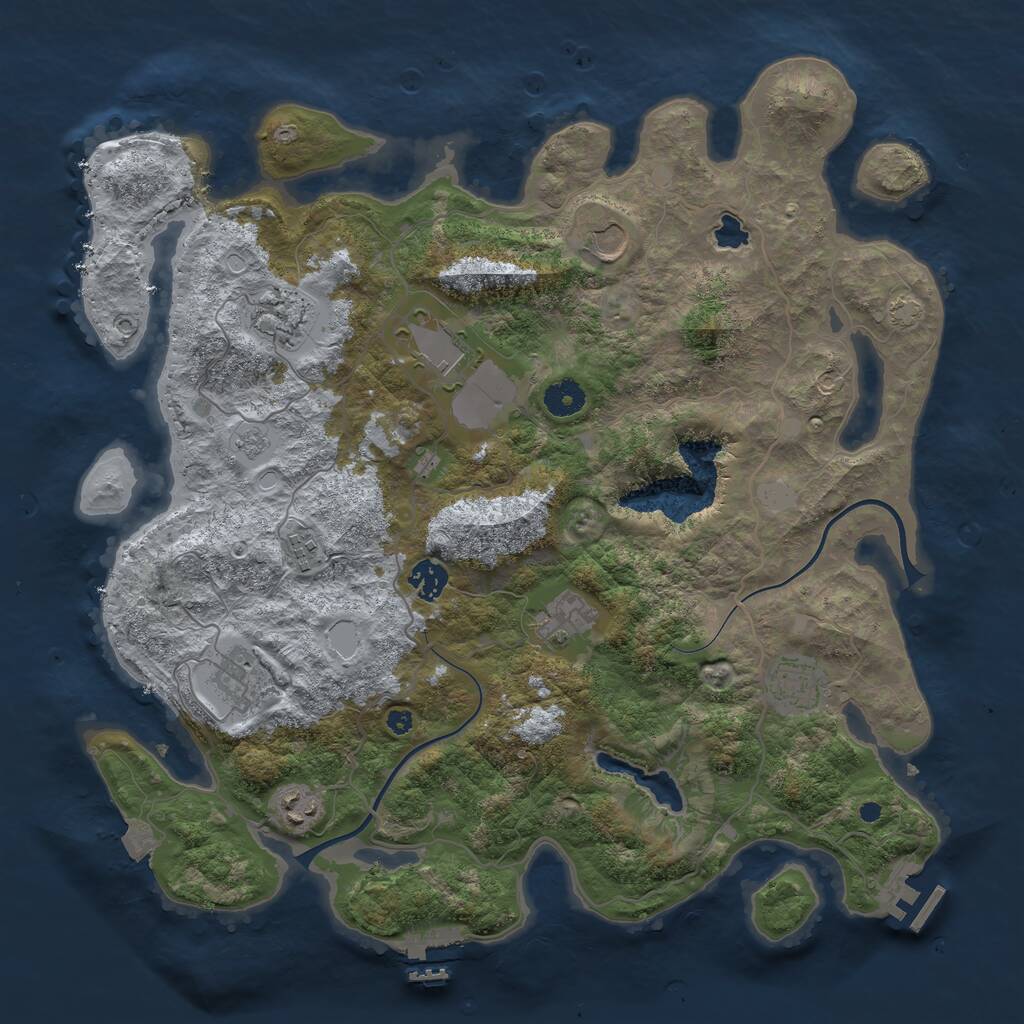 Rust Map: Procedural Map, Size: 4000, Seed: 955757, 14 Monuments