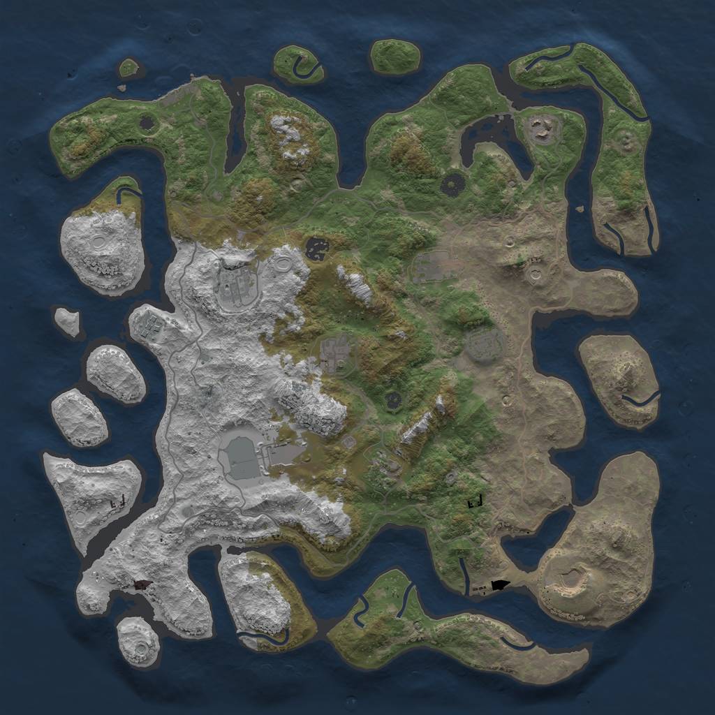 Rust Map: Procedural Map, Size: 4500, Seed: 1090278058, 17 Monuments