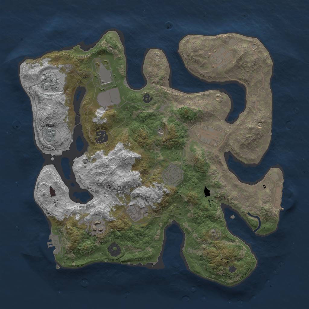 Rust Map: Procedural Map, Size: 3500, Seed: 1683181261, 17 Monuments