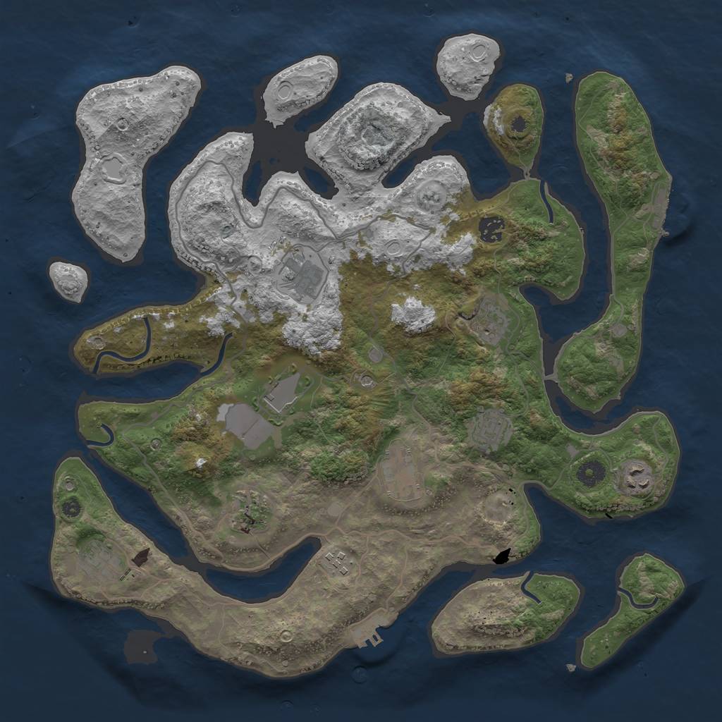 Rust Map: Procedural Map, Size: 4000, Seed: 953152, 18 Monuments