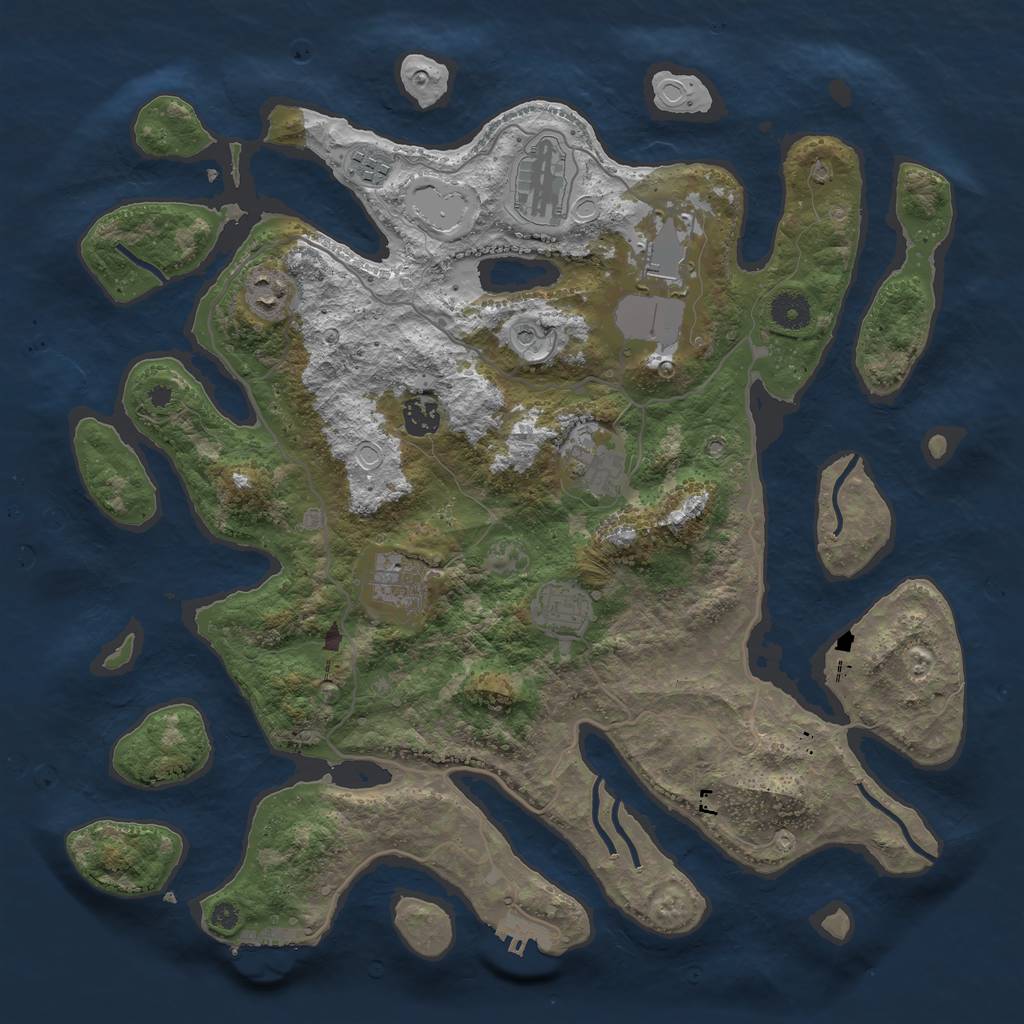 Rust Map: Procedural Map, Size: 4000, Seed: 651740, 16 Monuments