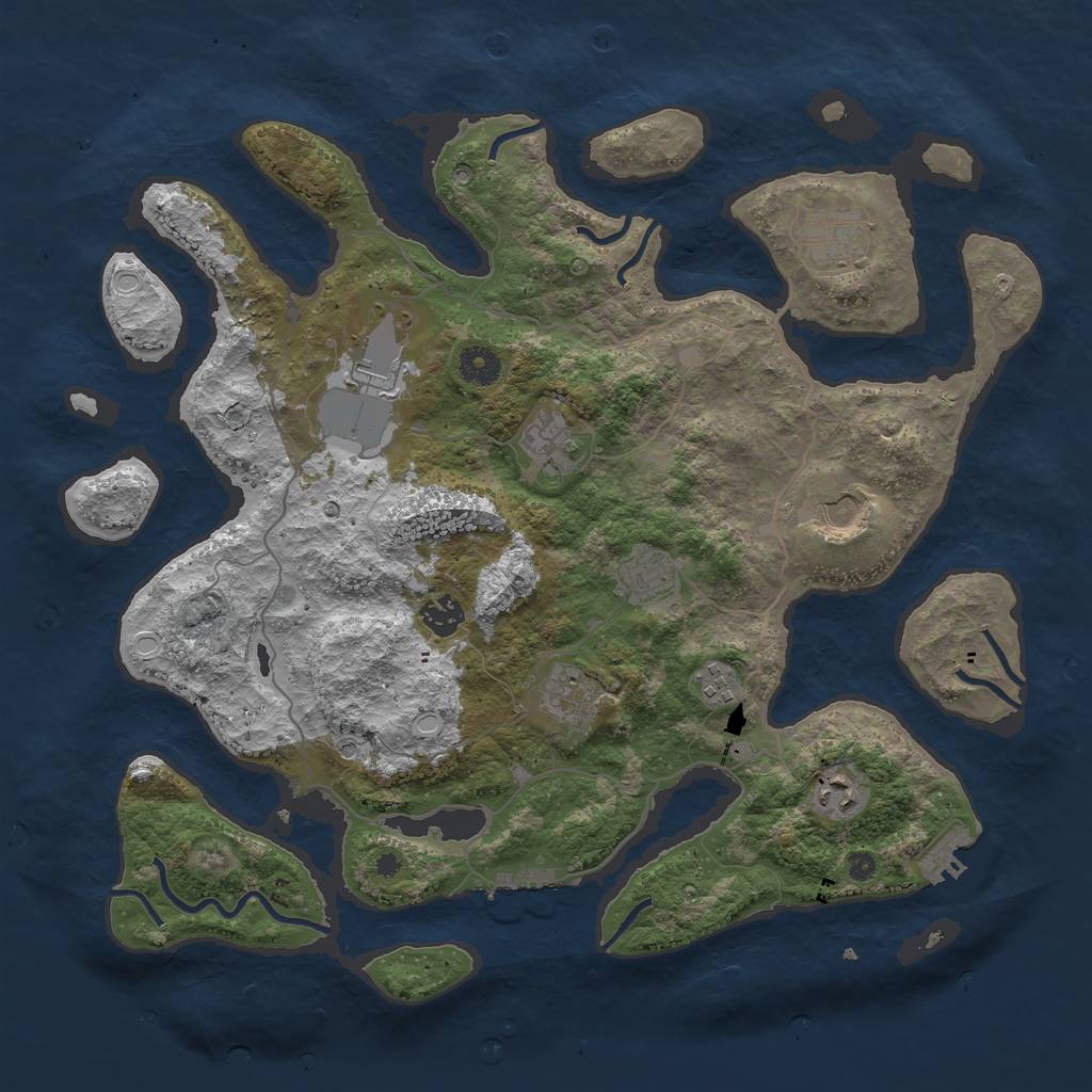 Rust Map: Procedural Map, Size: 4000, Seed: 25412, 17 Monuments