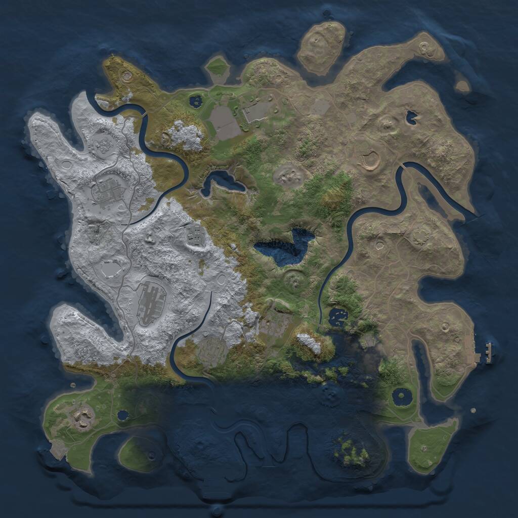 Rust Map: Procedural Map, Size: 4000, Seed: 214578, 16 Monuments