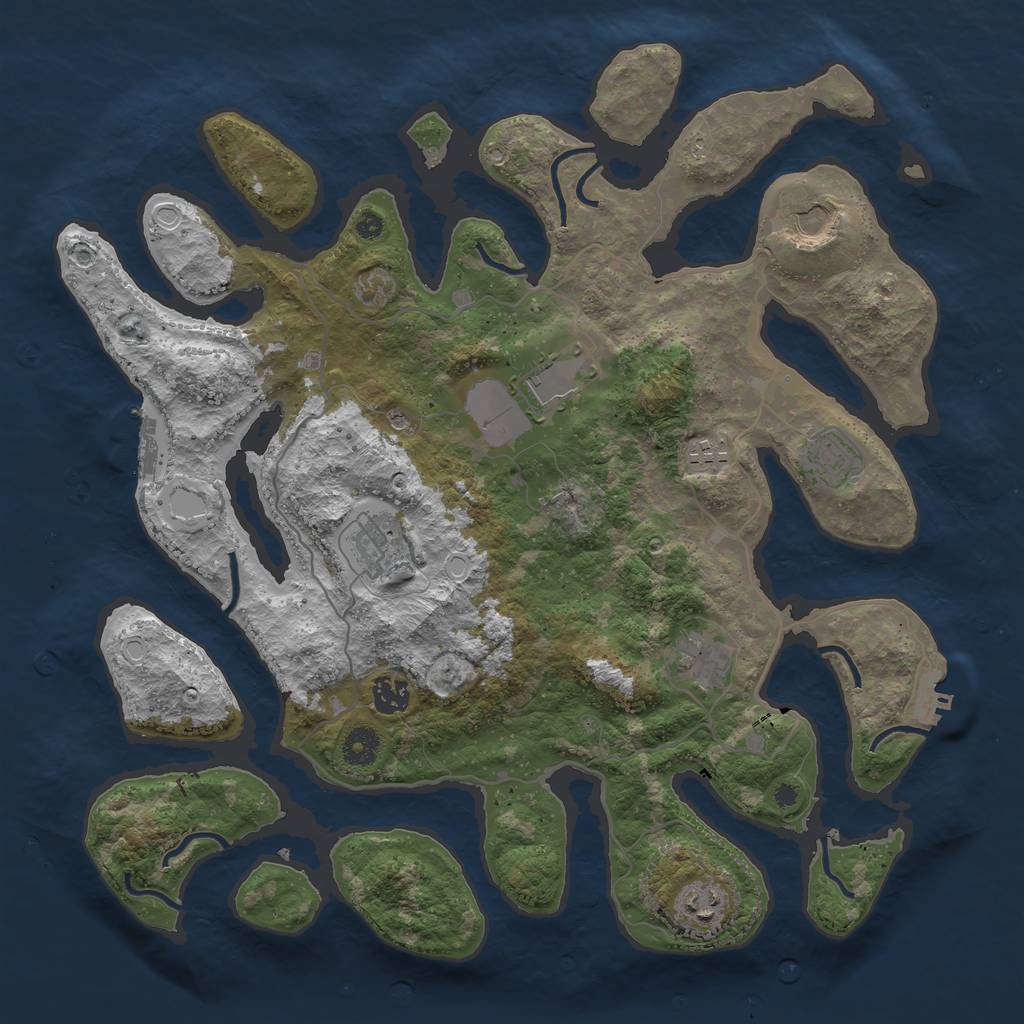 Rust Map: Procedural Map, Size: 4000, Seed: 214578, 16 Monuments