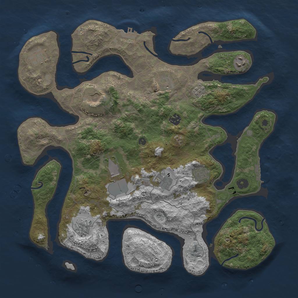 Rust Map: Procedural Map, Size: 4000, Seed: 719153, 18 Monuments