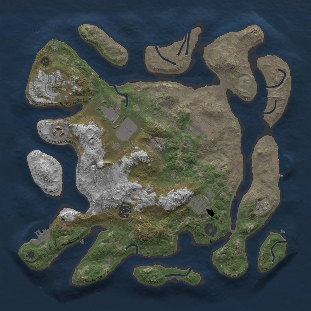 Rust Map: Procedural Map, Size: 3600, Seed: 1869411206, 15 Monuments