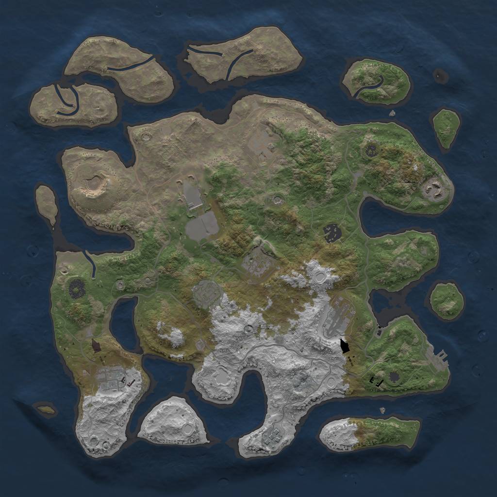 Rust Map: Procedural Map, Size: 4000, Seed: 863794, 17 Monuments