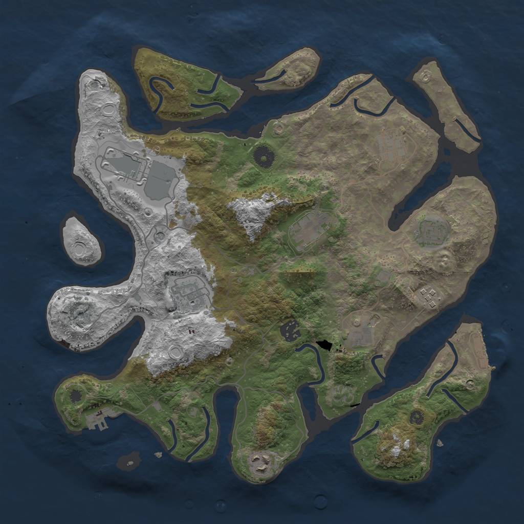 Rust Map: Procedural Map, Size: 3750, Seed: 68435018, 17 Monuments