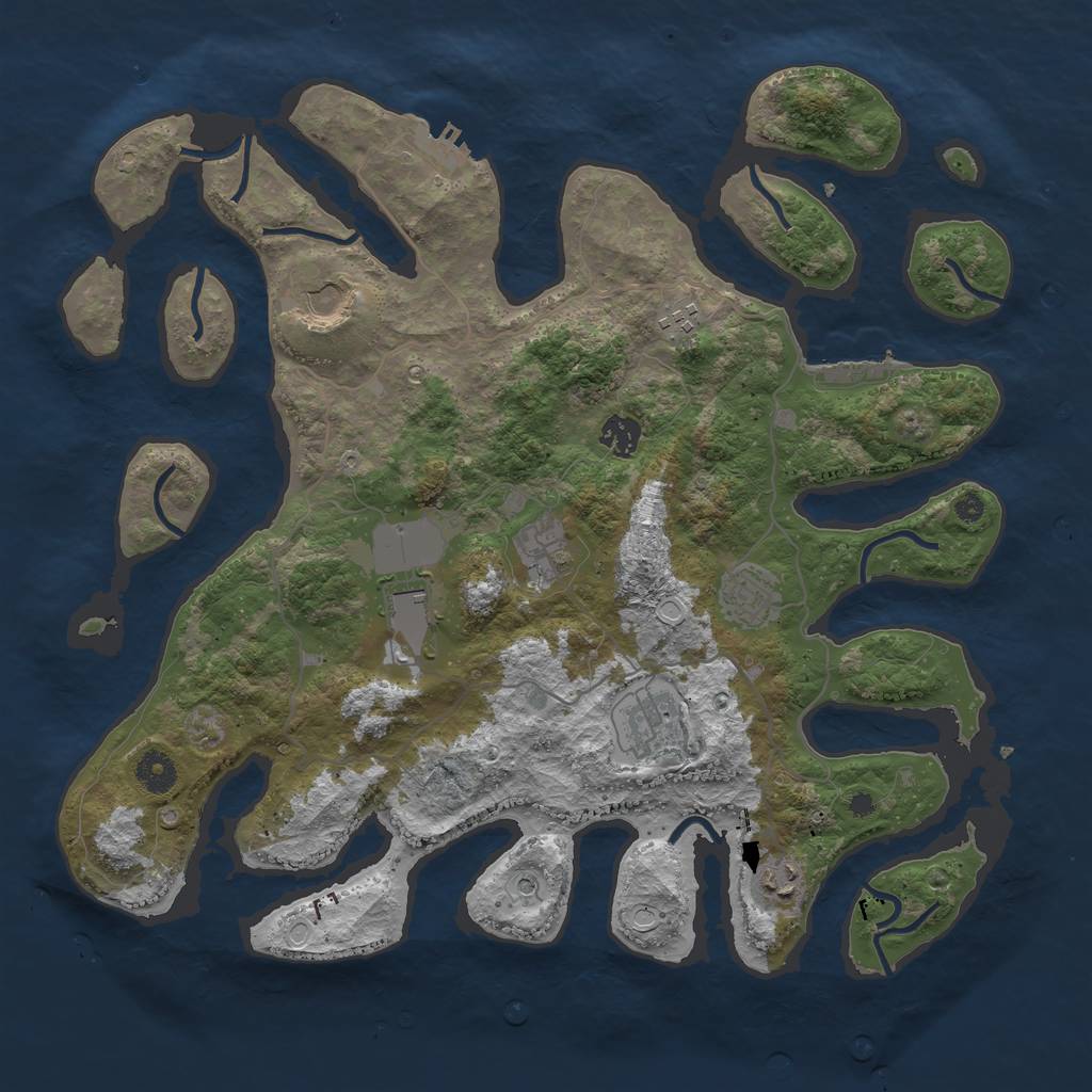 Rust Map: Procedural Map, Size: 4000, Seed: 456029, 16 Monuments