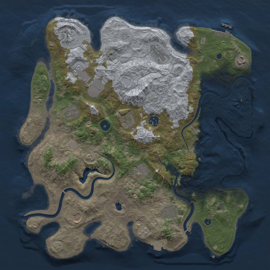 Rust Map: Procedural Map, Size: 4000, Seed: 421354, 17 Monuments