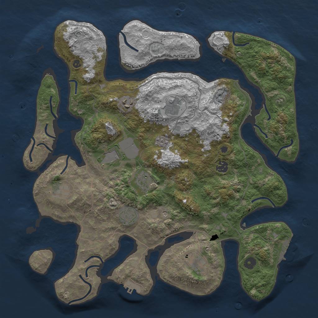 Rust Map: Procedural Map, Size: 4000, Seed: 421354, 17 Monuments