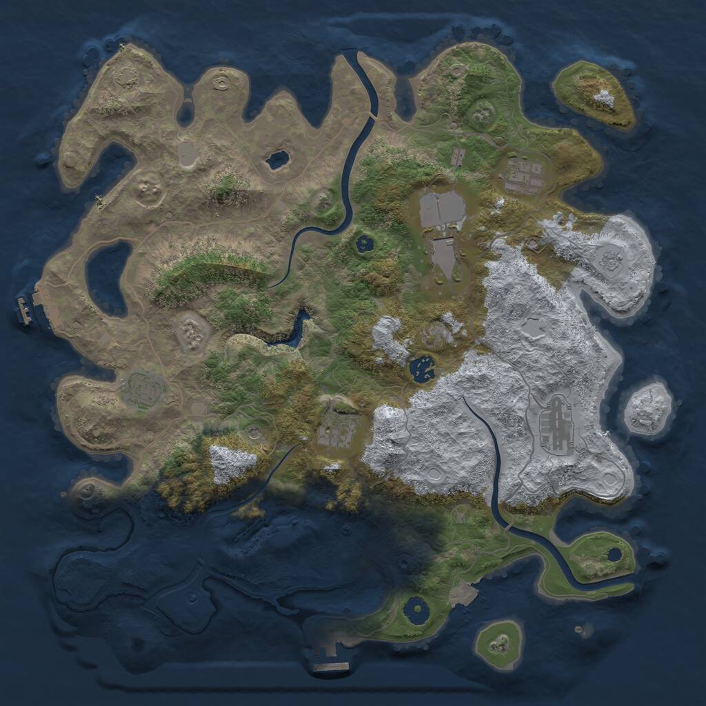 Rust Map: Procedural Map, Size: 4000, Seed: 745812, 12 Monuments