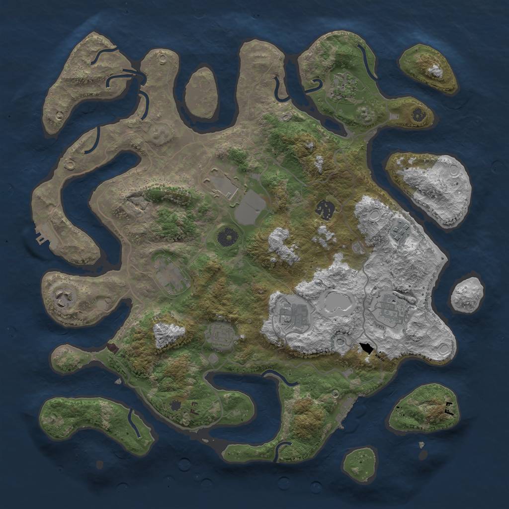 Rust Map: Procedural Map, Size: 4000, Seed: 745812, 17 Monuments