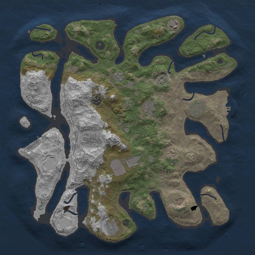 Rust Map: Procedural Map, Size: 4000, Seed: 615643, 18 Monuments