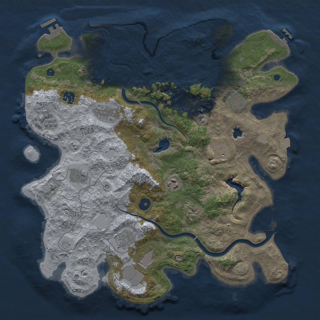 Rust Map: Procedural Map, Size: 4000, Seed: 615643, 16 Monuments