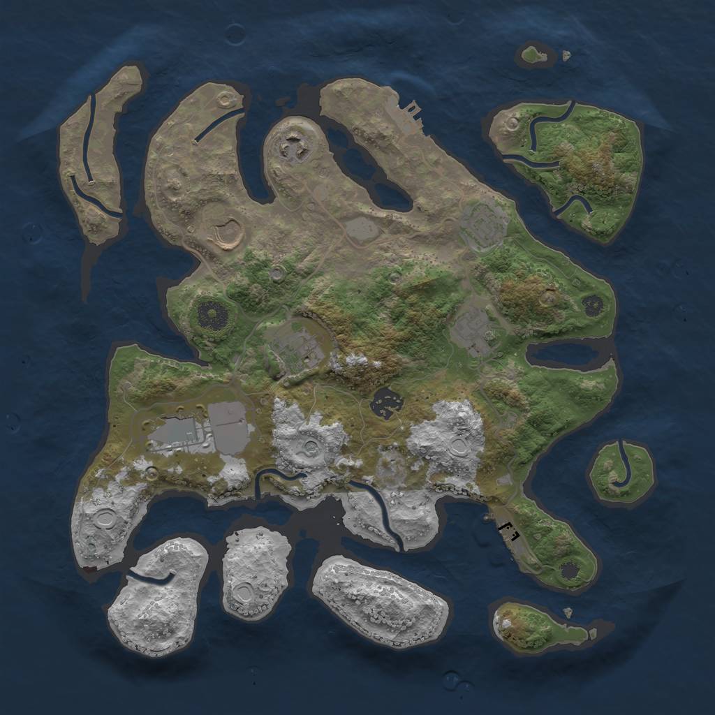 Rust Map: Procedural Map, Size: 3500, Seed: 1966436956, 15 Monuments