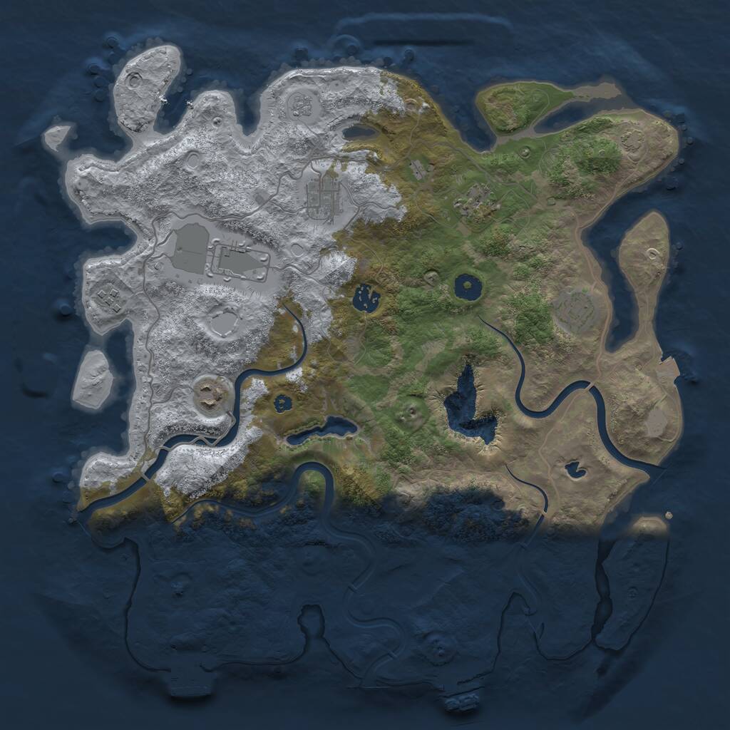 Rust Map: Procedural Map, Size: 4000, Seed: 496489, 13 Monuments