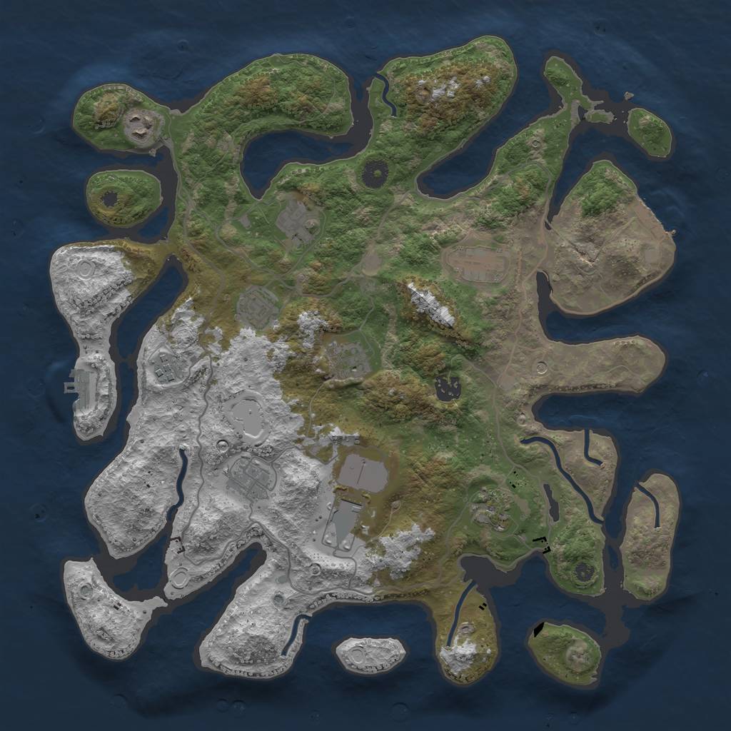 Rust Map: Procedural Map, Size: 4000, Seed: 496690021, 18 Monuments