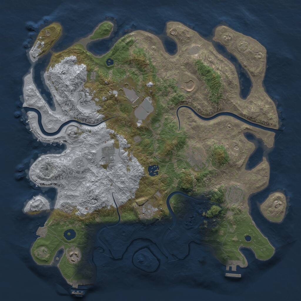 Rust Map: Procedural Map, Size: 3950, Seed: 410426612, 16 Monuments