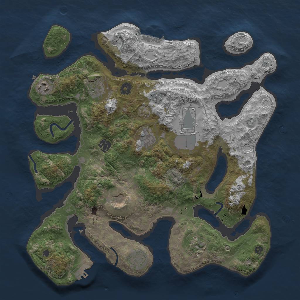 Rust Map: Procedural Map, Size: 3700, Seed: 870988672, 17 Monuments