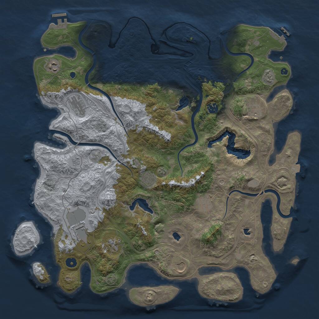 Rust Map: Procedural Map, Size: 4500, Seed: 97248, 16 Monuments