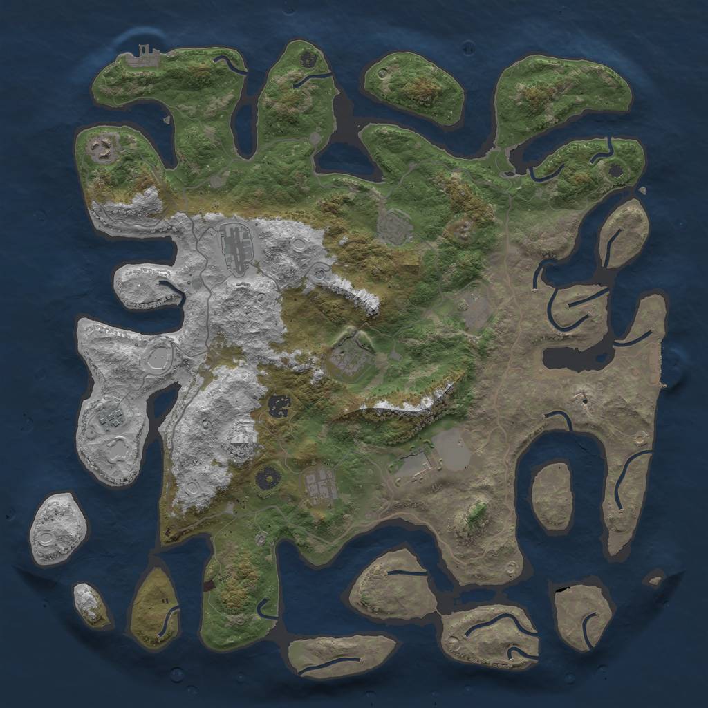 Rust Map: Procedural Map, Size: 4500, Seed: 97248, 17 Monuments