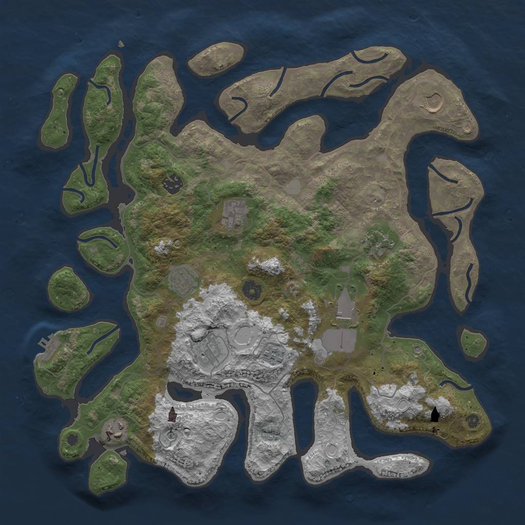 Rust Map: Procedural Map, Size: 4000, Seed: 748100, 16 Monuments