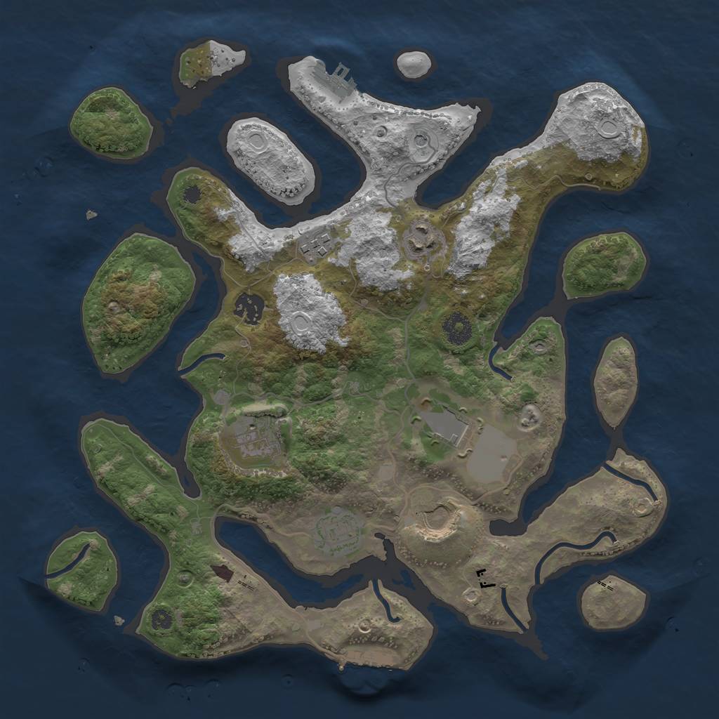 Rust Map: Procedural Map, Size: 3500, Seed: 1525843199, 15 Monuments