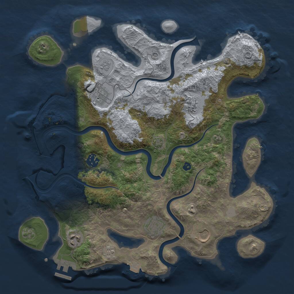 Rust Map: Procedural Map, Size: 3500, Seed: 1525843199, 12 Monuments