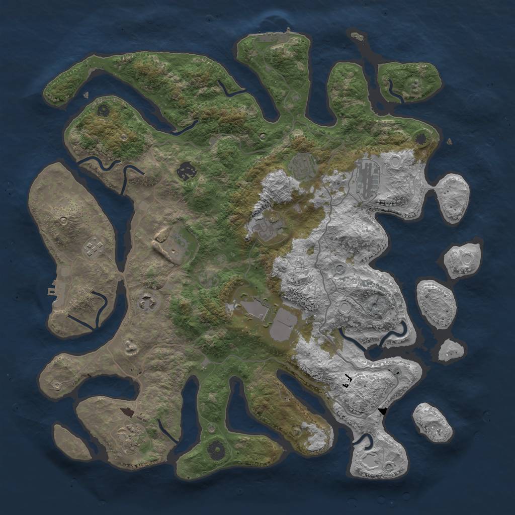 Rust Map: Procedural Map, Size: 4250, Seed: 1361076964, 17 Monuments