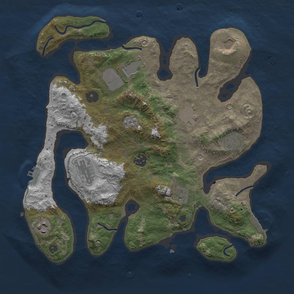 Rust Map: Procedural Map, Size: 3500, Seed: 76591287, 17 Monuments