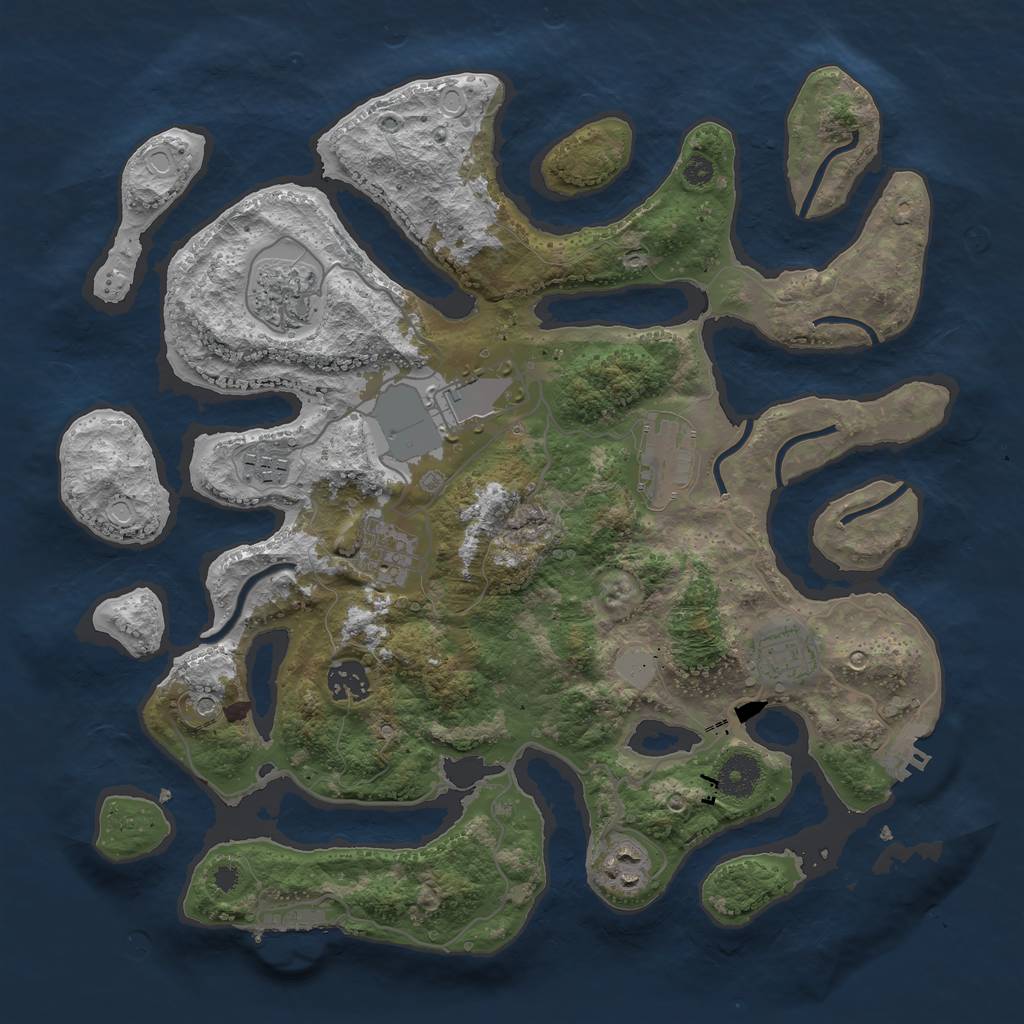 Rust Map: Procedural Map, Size: 3600, Seed: 5688568, 16 Monuments