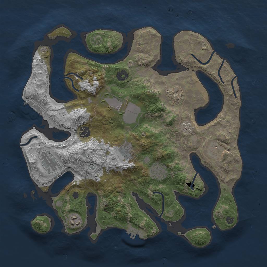 Rust Map: Procedural Map, Size: 3500, Seed: 933738646, 17 Monuments