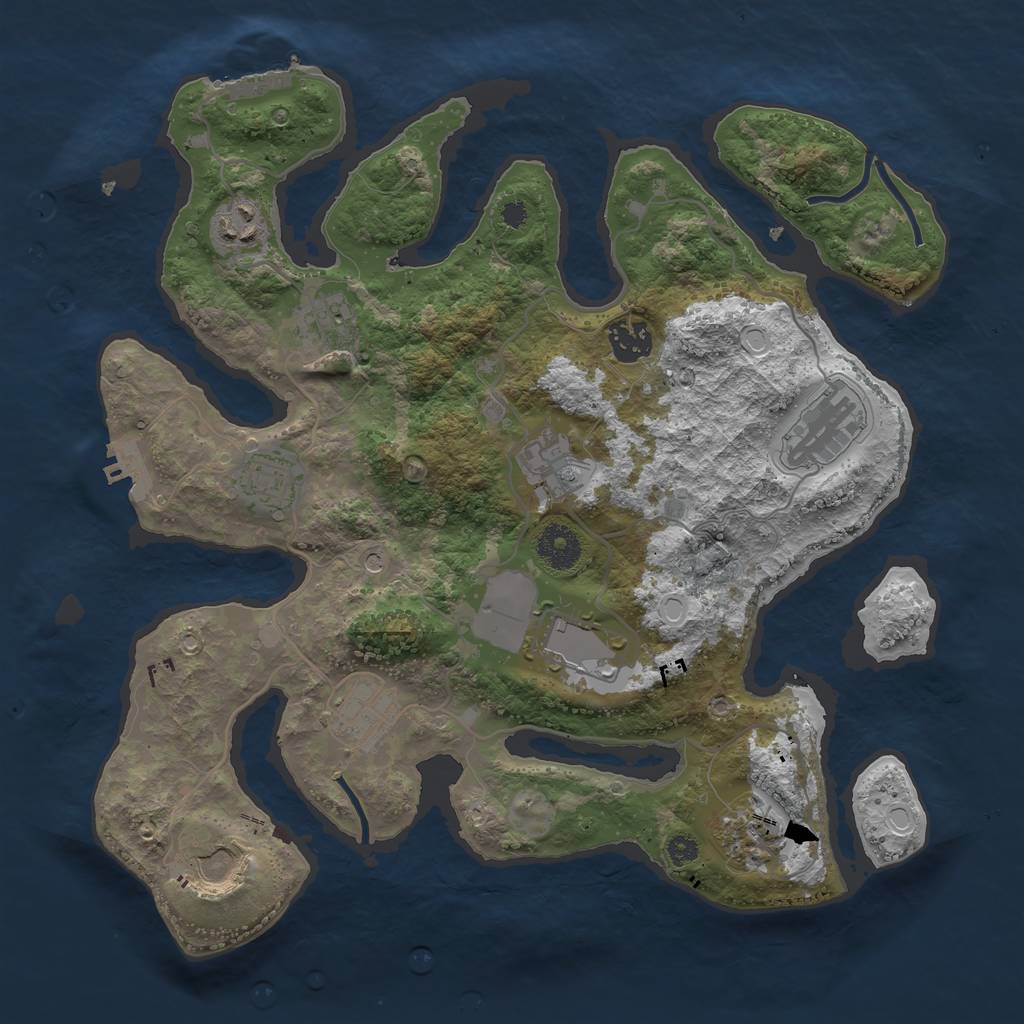 Rust Map: Procedural Map, Size: 3500, Seed: 1095425404, 18 Monuments