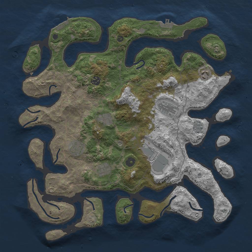 Rust Map: Procedural Map, Size: 4000, Seed: 256455, 16 Monuments