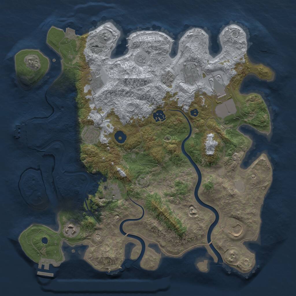 Rust Map: Procedural Map, Size: 3700, Seed: 1278219205, 15 Monuments