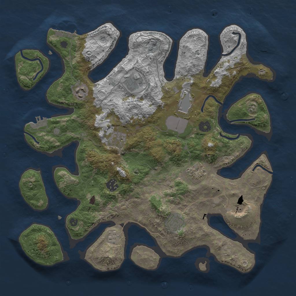 Rust Map: Procedural Map, Size: 3700, Seed: 1278219205, 17 Monuments