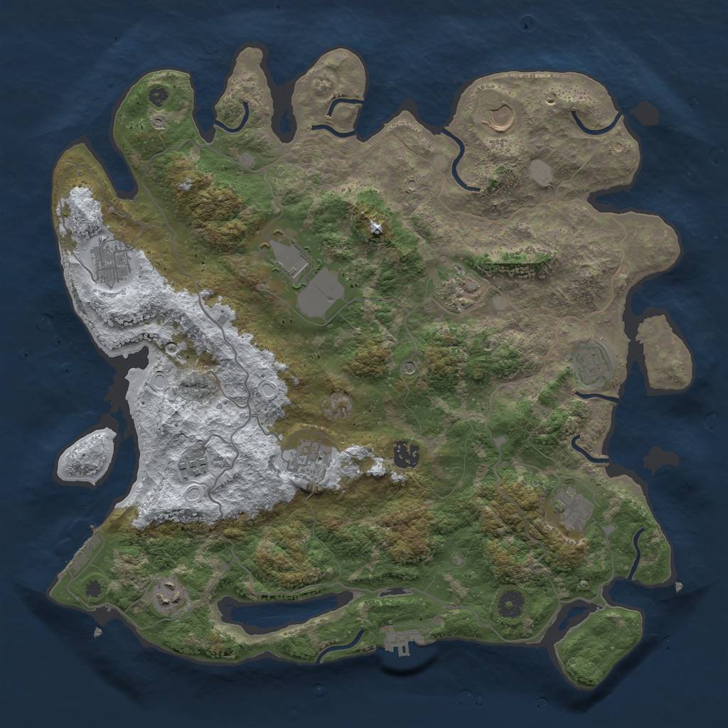 Rust Map: Procedural Map, Size: 4000, Seed: 1628523264, 18 Monuments