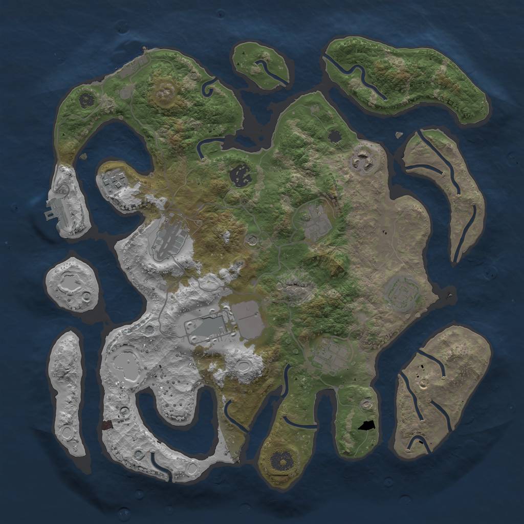 Rust Map: Procedural Map, Size: 3600, Seed: 3325647, 16 Monuments