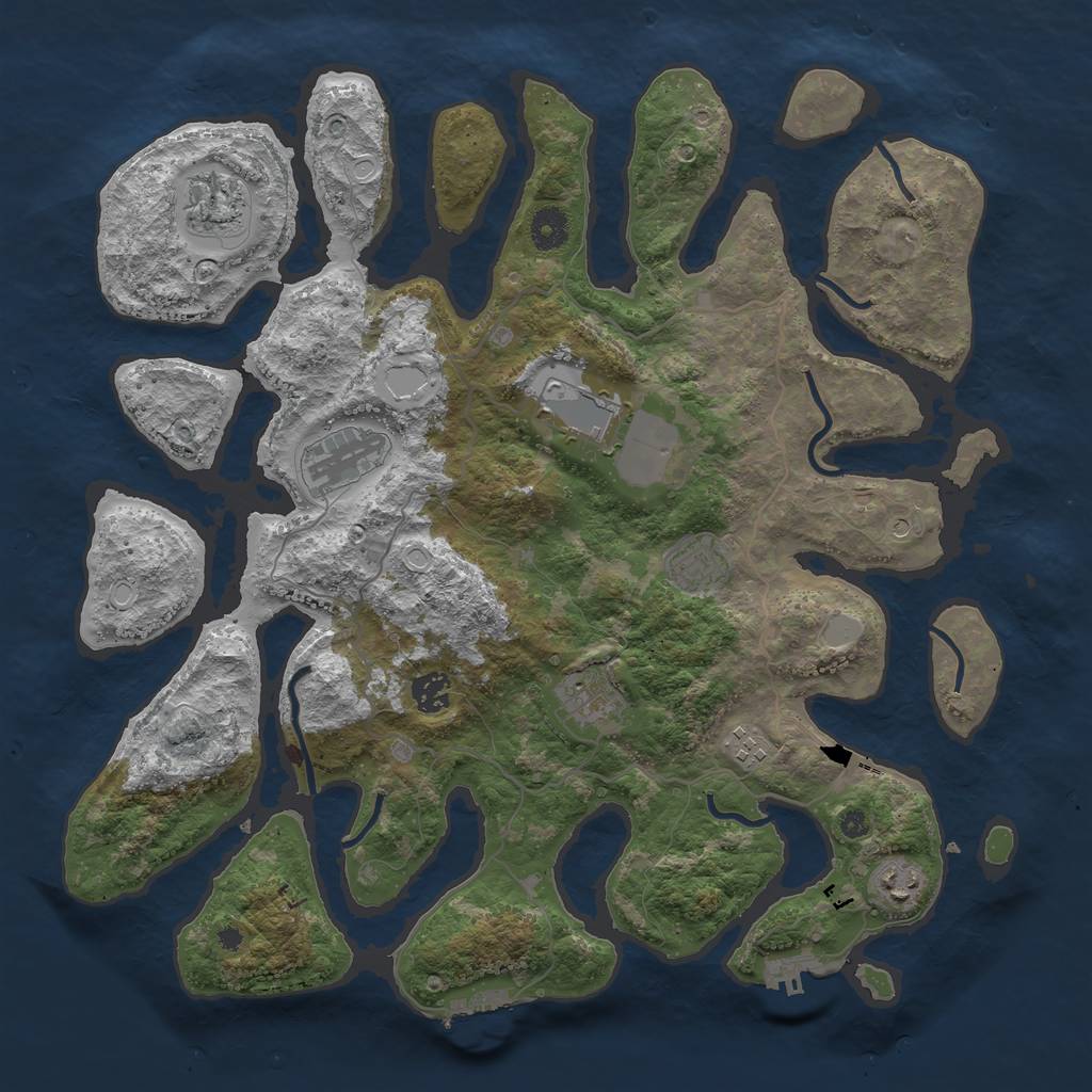 Rust Map: Procedural Map, Size: 4000, Seed: 211555, 16 Monuments