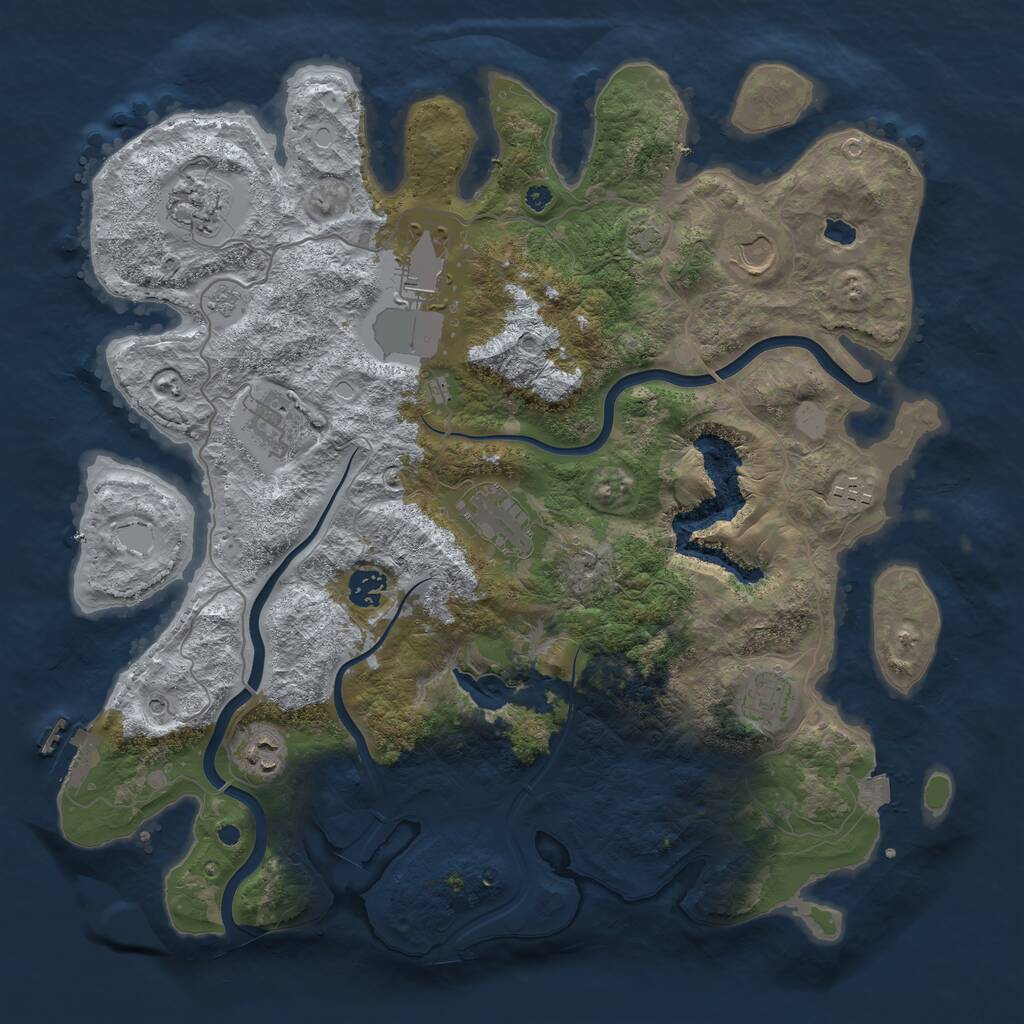 Rust Map: Procedural Map, Size: 4000, Seed: 211555, 14 Monuments