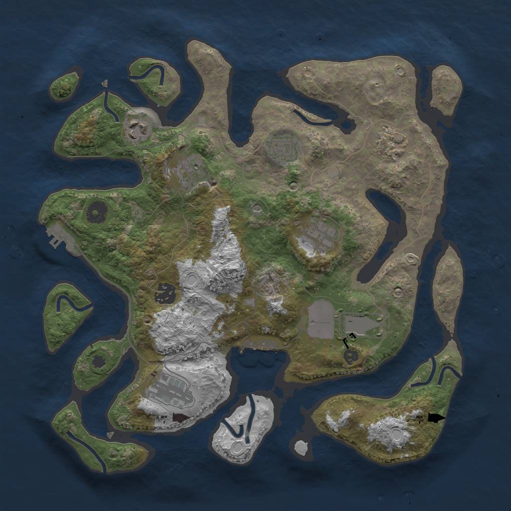 Rust Map: Procedural Map, Size: 3500, Seed: 6738830, 16 Monuments