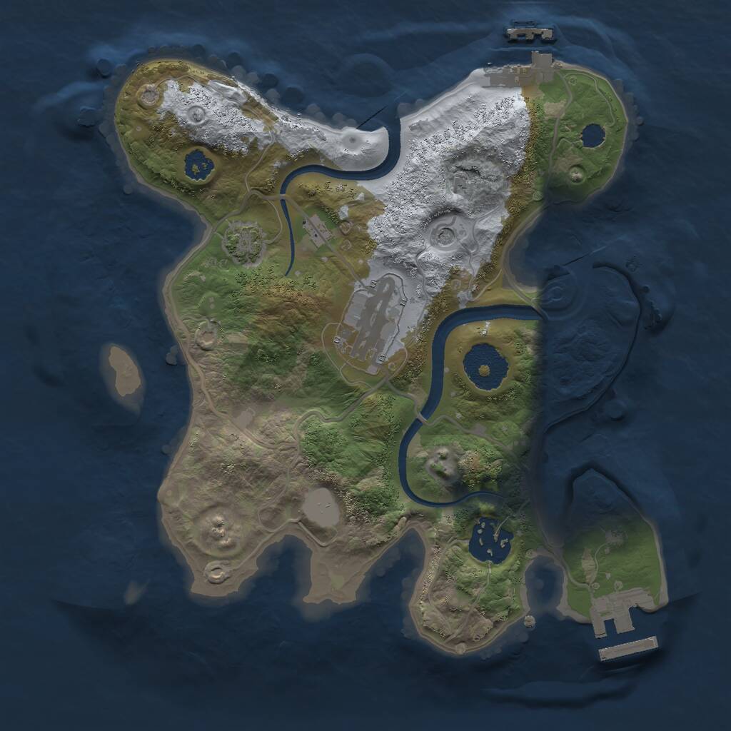 Rust Map: Procedural Map, Size: 2500, Seed: 971870955, 7 Monuments