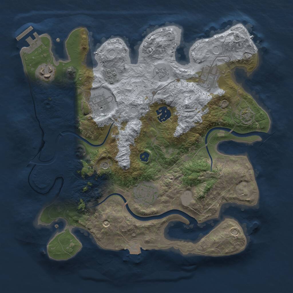 Rust Map: Procedural Map, Size: 3000, Seed: 2094525420, 11 Monuments