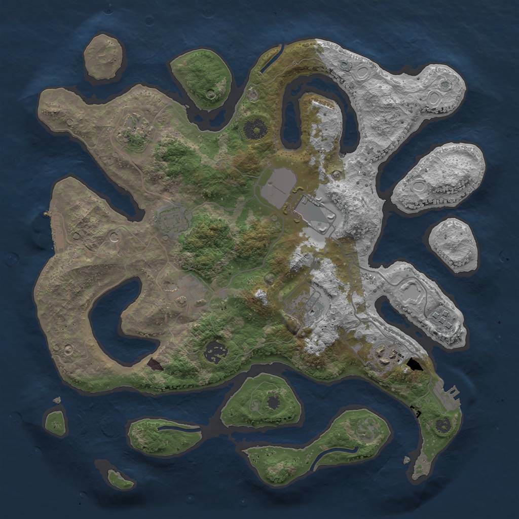 Rust Map: Procedural Map, Size: 3500, Seed: 2049758389, 16 Monuments