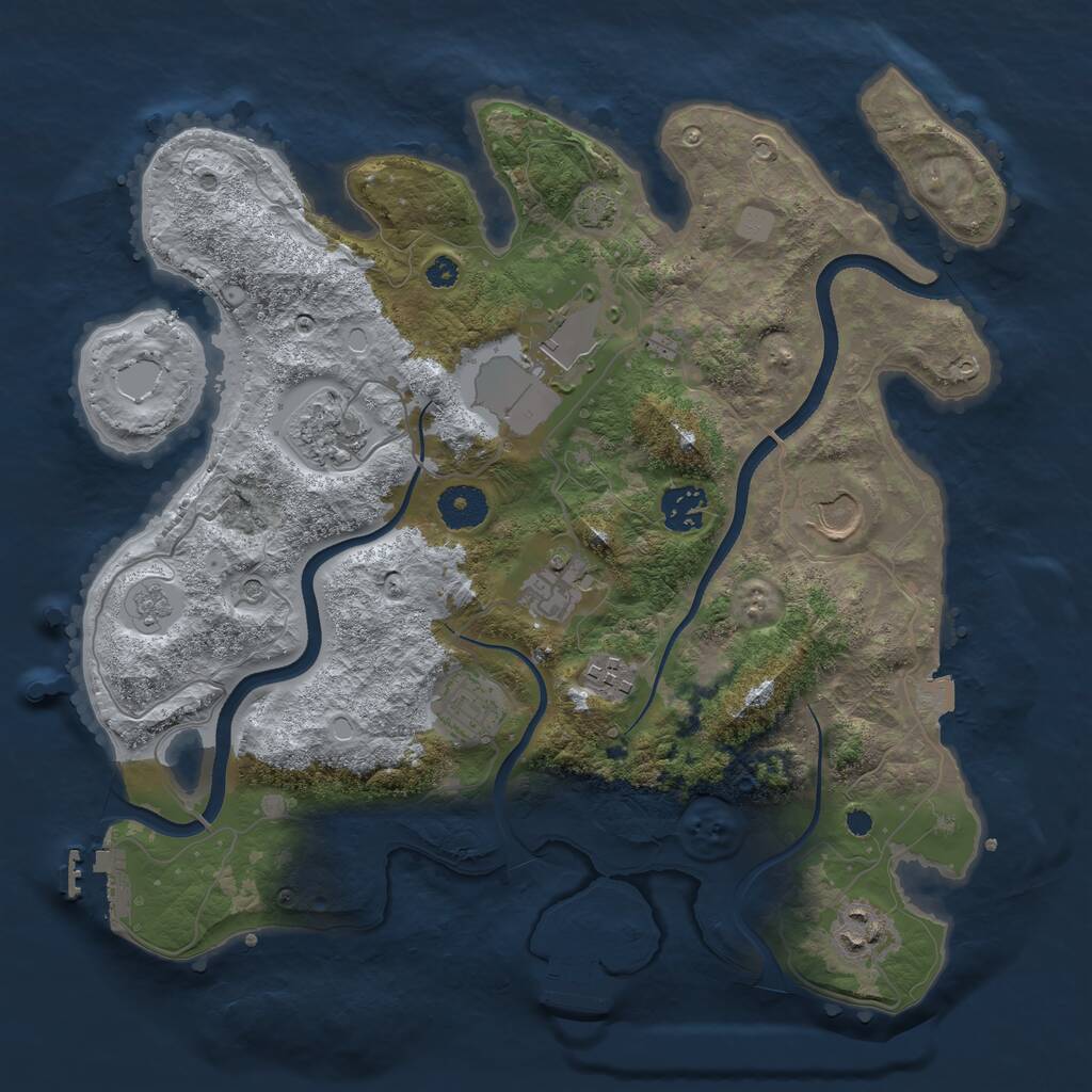 Rust Map: Procedural Map, Size: 3500, Seed: 85124, 14 Monuments