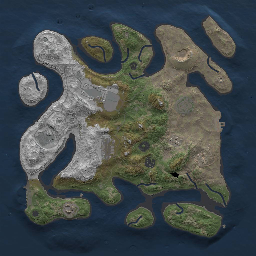 Rust Map: Procedural Map, Size: 3500, Seed: 85124, 16 Monuments