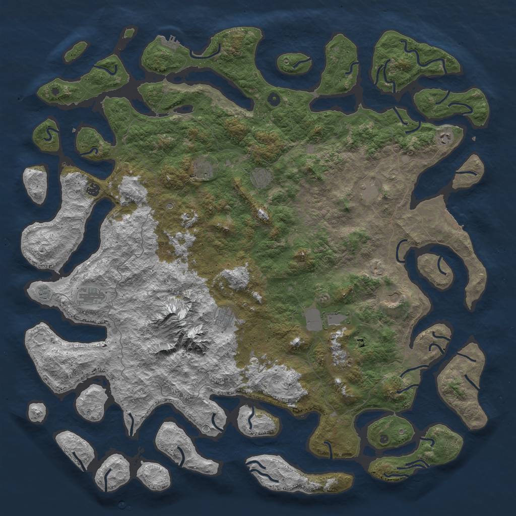 Rust Map: Procedural Map, Size: 6000, Seed: 3842, 19 Monuments