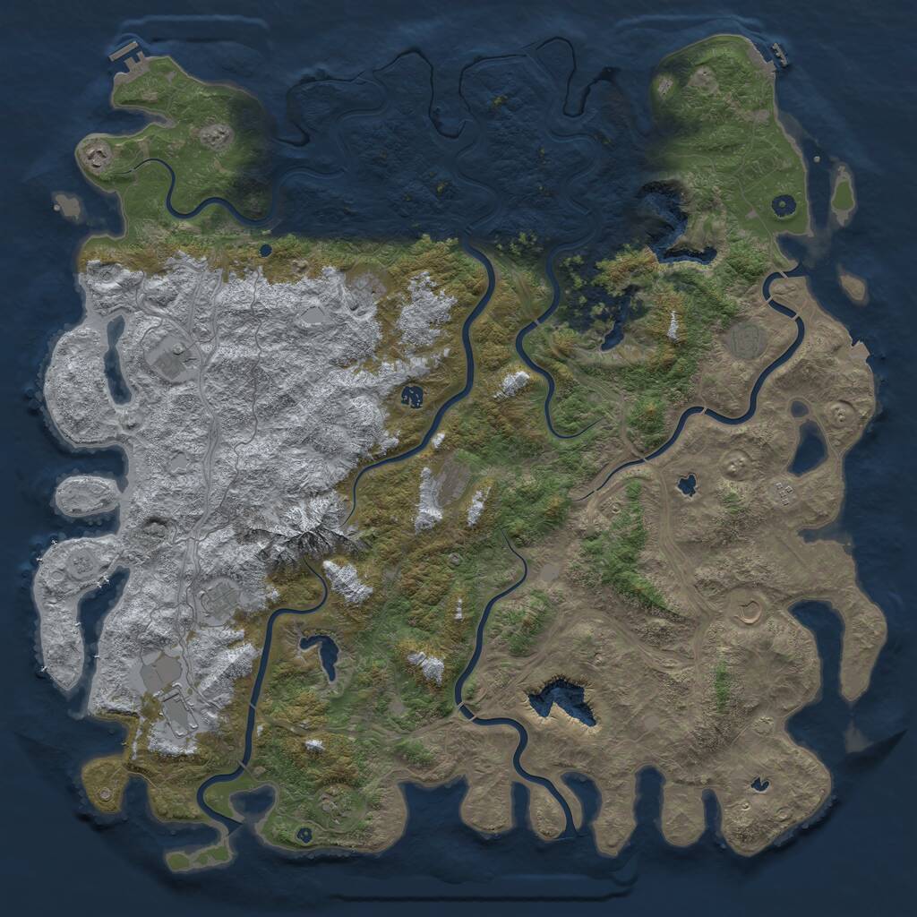 Rust Map: Procedural Map, Size: 6000, Seed: 47069460, 17 Monuments