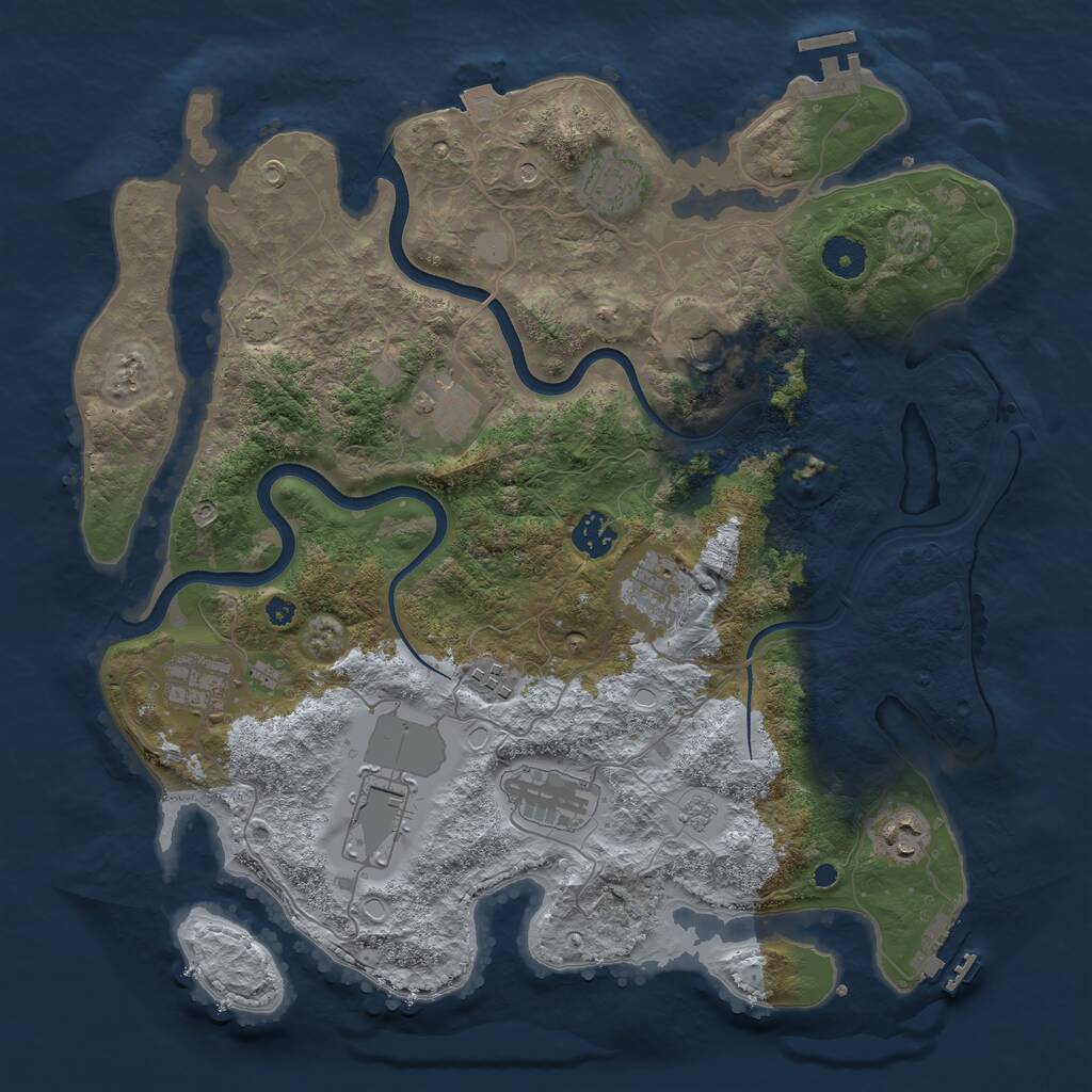 Rust Map: Procedural Map, Size: 3800, Seed: 2100, 16 Monuments